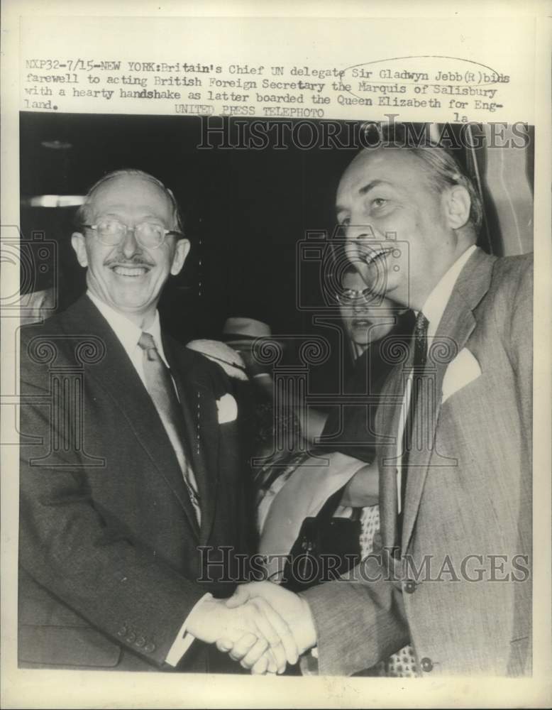 Load image into Gallery viewer, 1953 Press Photo Britain's Chief UN delegate Sir Gladwyn Jebb, Others in England
