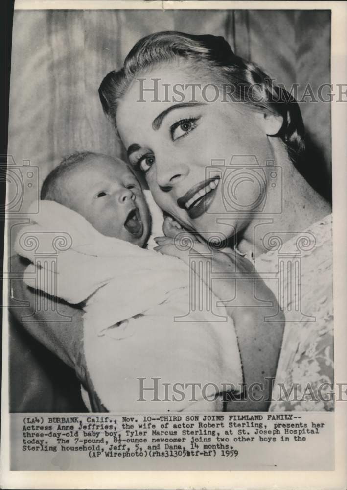1959 Press Photo Actress Anne Jeffries with Tyler Marcus Sterling, son