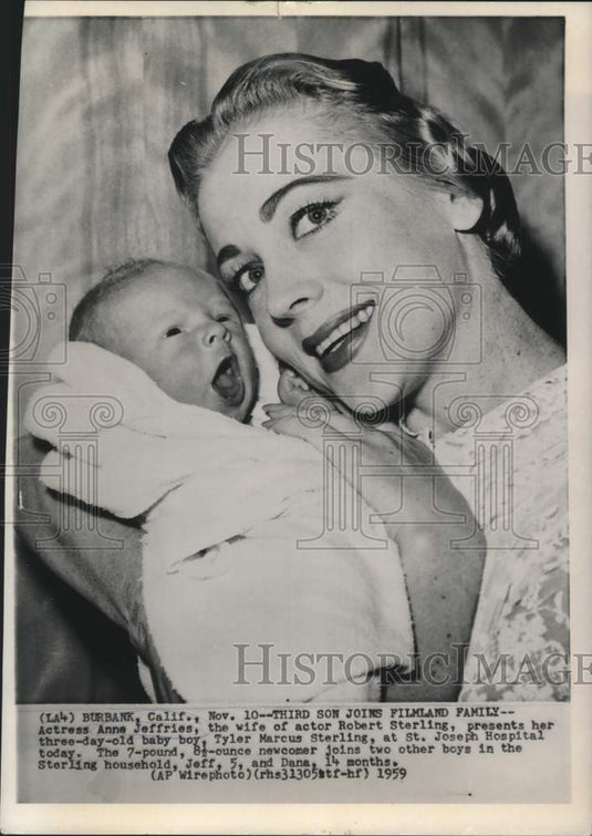 1959 Press Photo Actress Anne Jeffries with Tyler Marcus Sterling, son