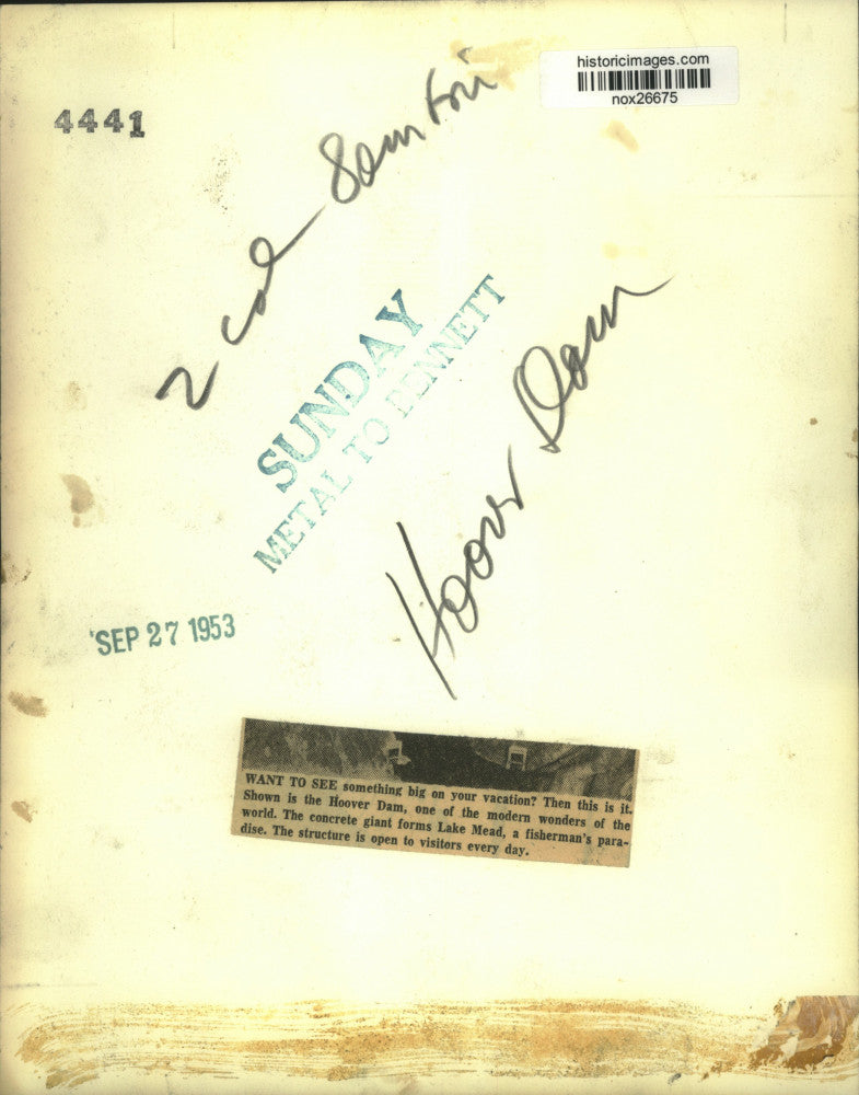 1953 Press Photo Hover Dam and Lake Mead