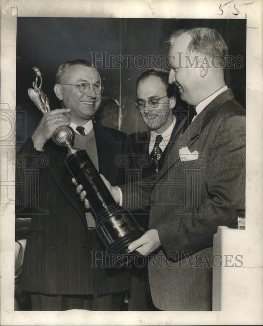 1951 Press Photo Henry L. Hood receives trophy, Businessmen's Association