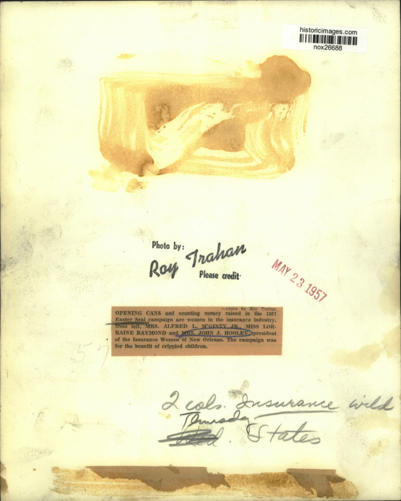 1957 Press Photo Mrs. John J. Hooley, Insurance Women of New Orleans