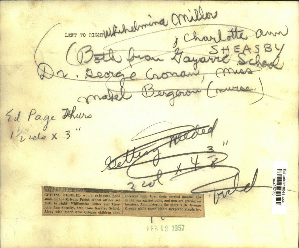 1957 Press Photo Dr. Geroge Cronan giving polio re-boosters