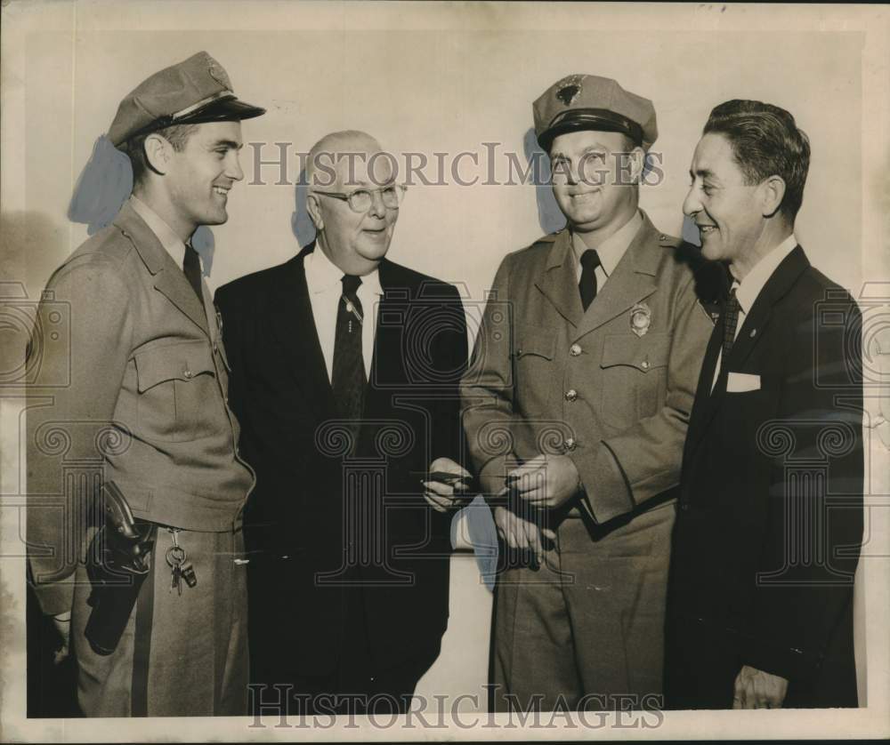 1956 Press Photo Mayor Receives Check for Jefferson Parish Doll &amp; Toy Fund