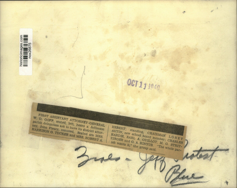 1940 Press Photo Jefferson Parish Group Asks for Removal of District Attorney