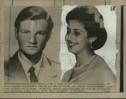1954 Press Photo James Michael Goldsmith, Maria Isabella Patino Engaged