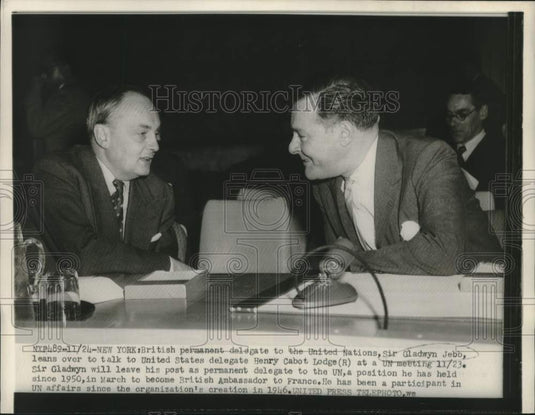 1953 Press Photo British & U.S. Delegates Talk at United Nations Meeting