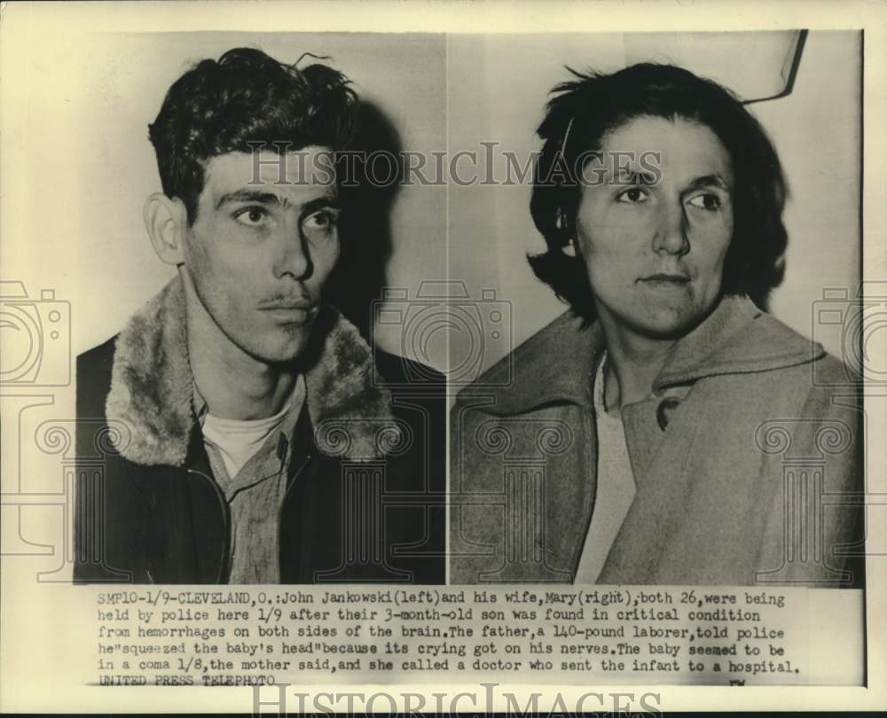 1953 Press Photo John Jankowski and Wife Held in Child Abuse, Cleveland