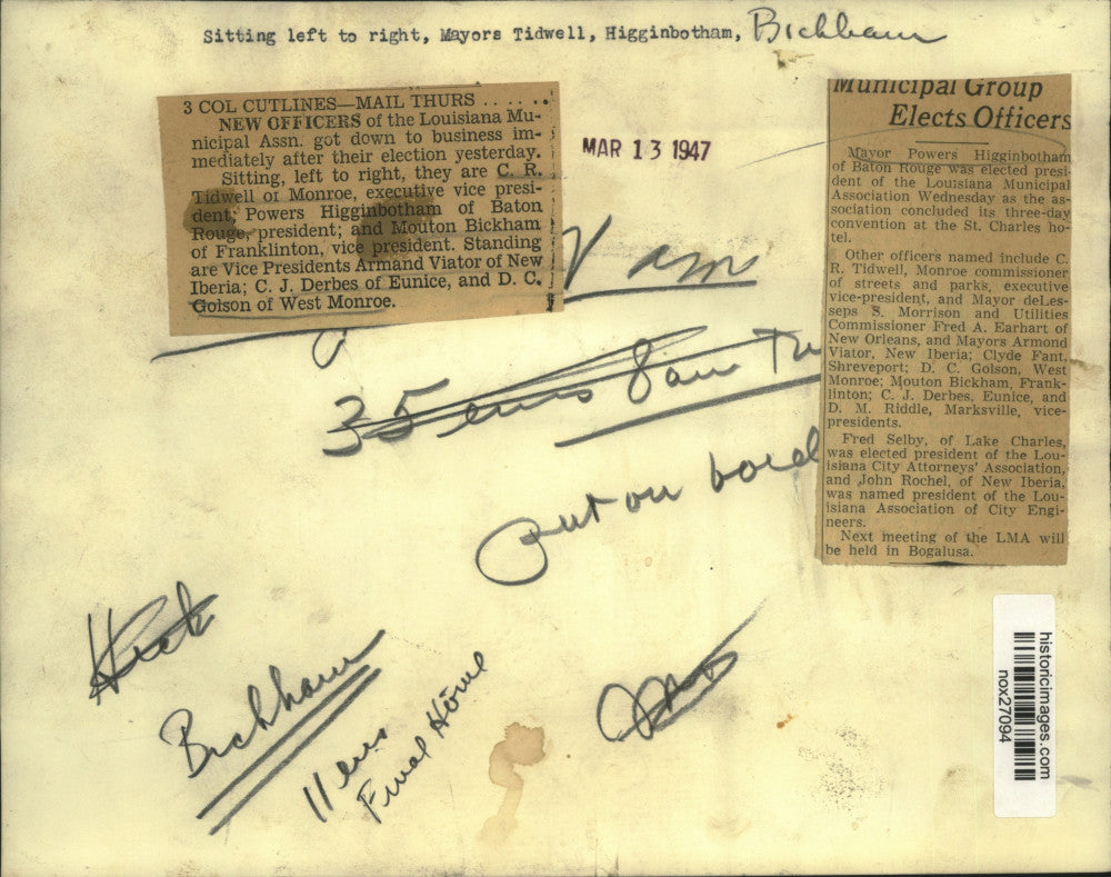 1947 Press Photo Louisiana Municipal Association Officers Elected in New Orleans