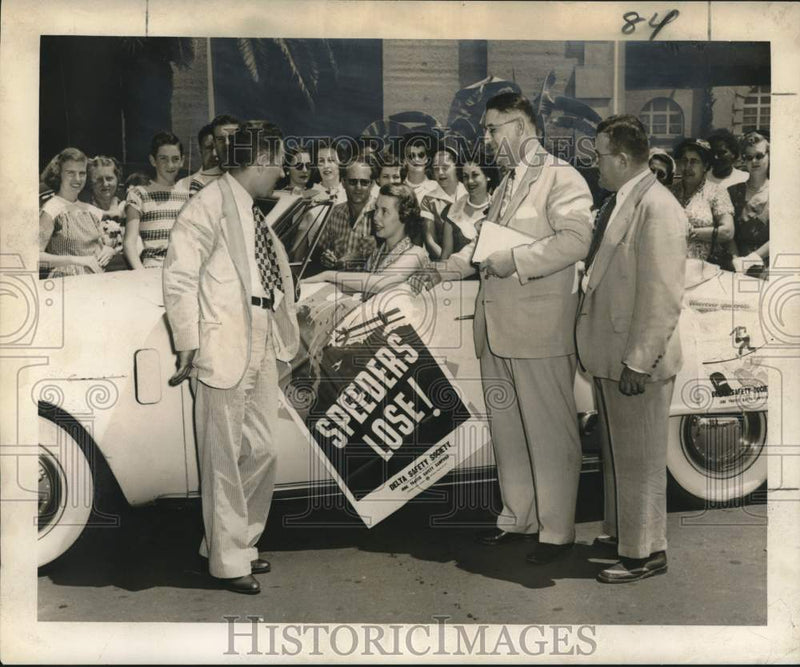 Load image into Gallery viewer, 1952 Press Photo Delta Safety Society's First Sponsoree for Driving Lesson
