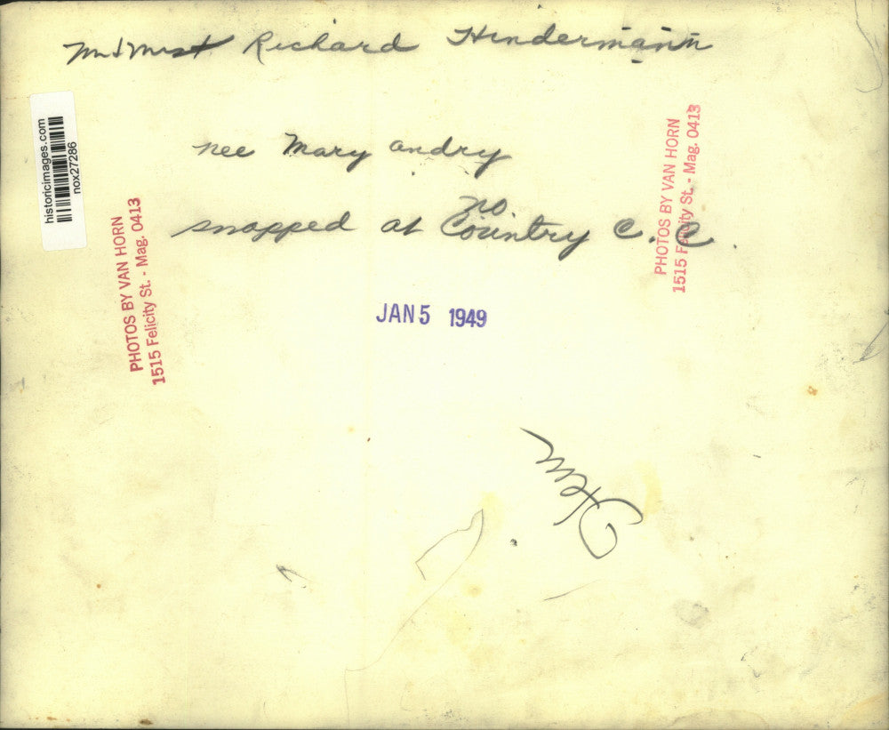 1949 Press Photo Mr. & Mrs. Richard Hindermann, New Orleans Country Club