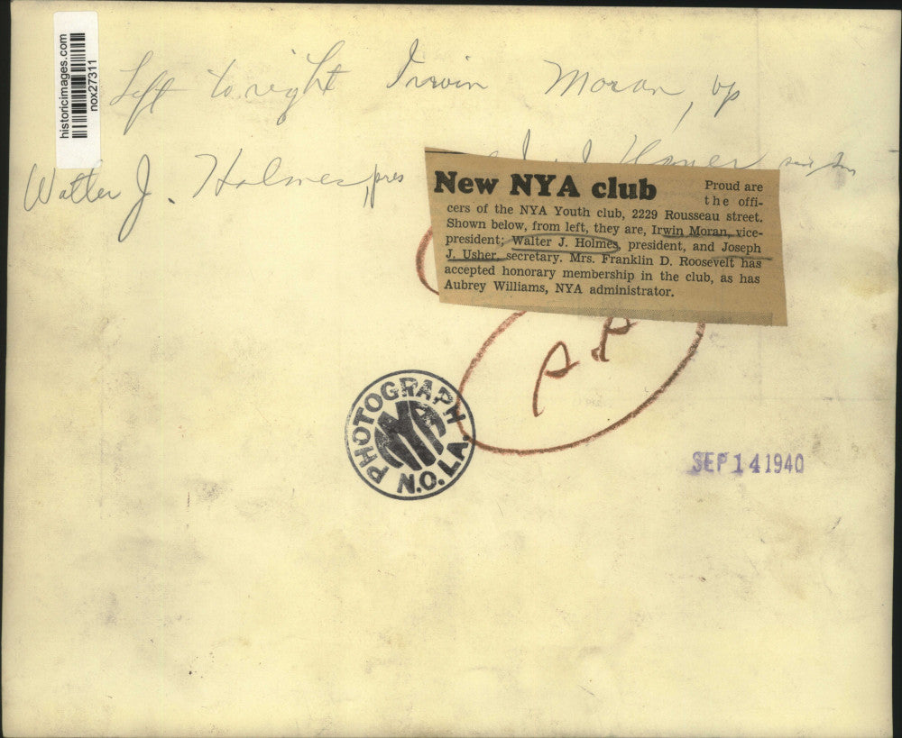 1940 Press Photo National Youth Administration Club Officers, New Orleans