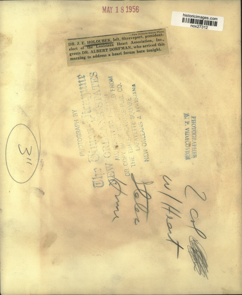 1956 Press Photo Louisiana Heart Association President-Elect Greets Forum Guest