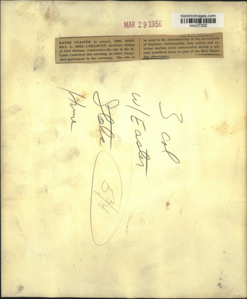 1956 Press Photo Consecration of Oils at St. Louis Cathedral, New Orleans