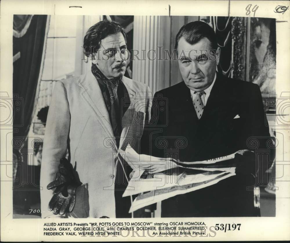 1954 Press Photo Actors in Scene from &quot;Mr. Potts Goes to Moscow&quot; - nox27336