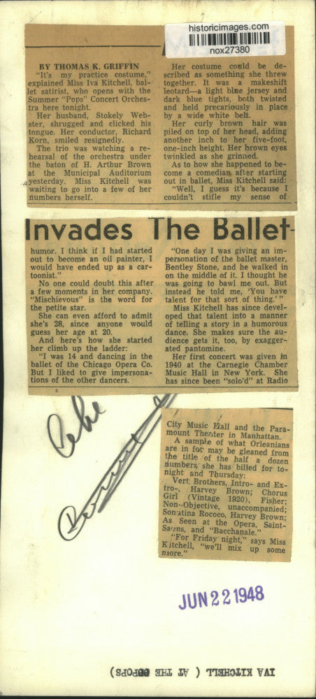 1948 Press Photo Dancer-Comedian Iva Kitchell, New Orleans - nox27380