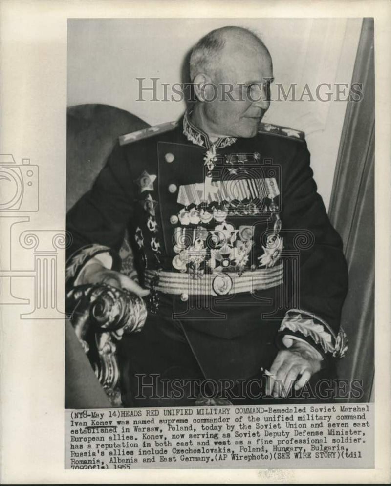 Load image into Gallery viewer, 1955 Press Photo Soviet Marshal Ivan Konev, Commander of Russia, Allies
