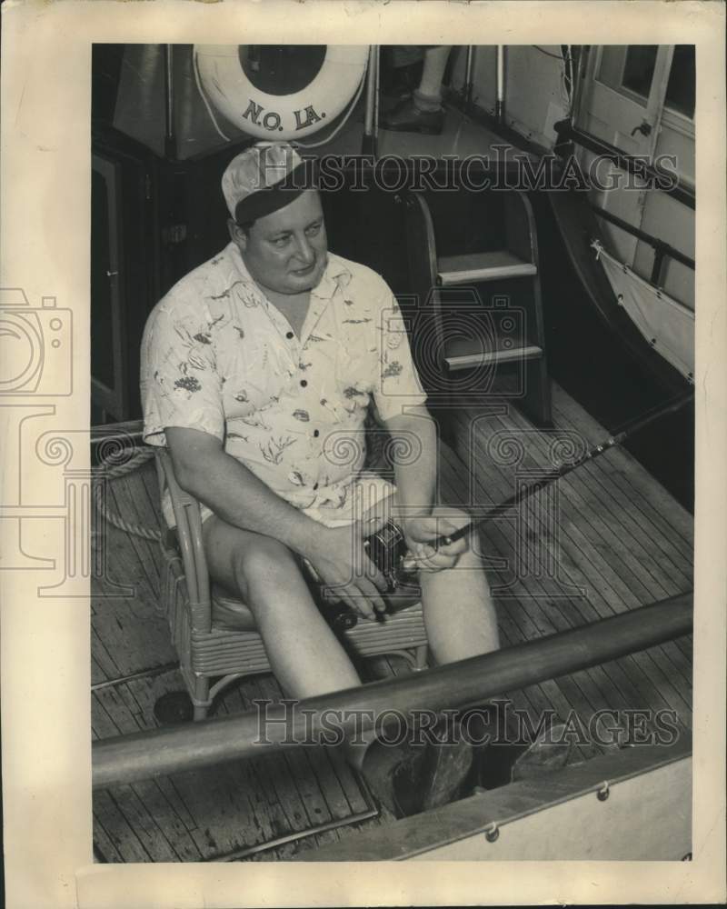 1949 Press Photo Sectretary of the Interior Julius Krug Fishing - nox27511