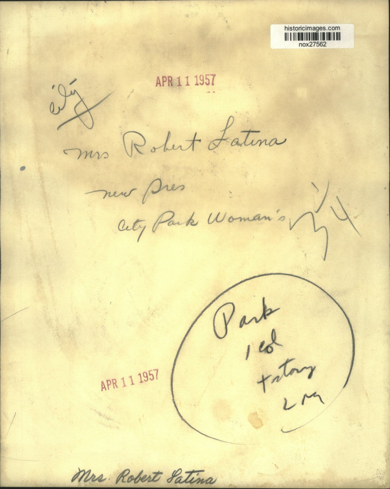 1957 Press Photo City Park Woman's Club President Mrs. Robert Latina, New Orlean