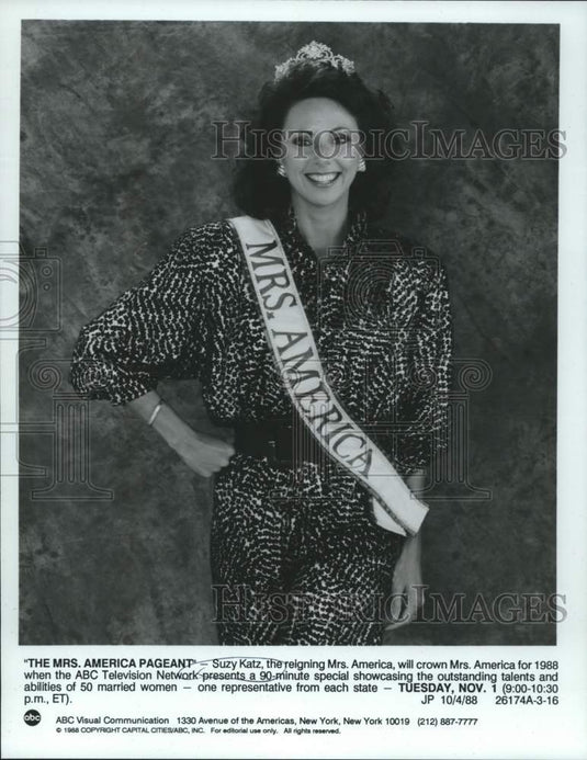 1988 Press Photo Mrs. American Suzy Katz - nox27767