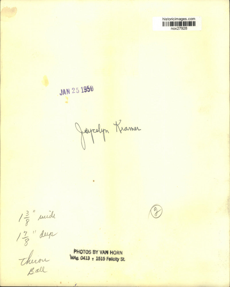 1950 Press Photo Joycelyn Kramer - nox27928