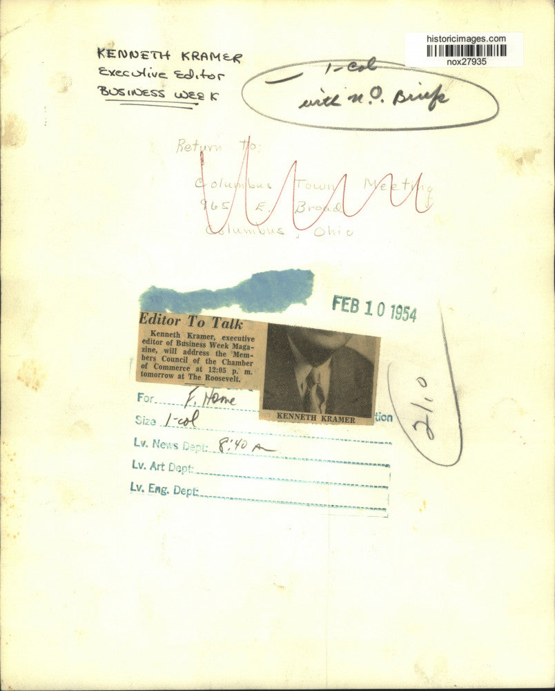 1954 Press Photo Business Week Magazine Executive Editor Kenneth Kramer