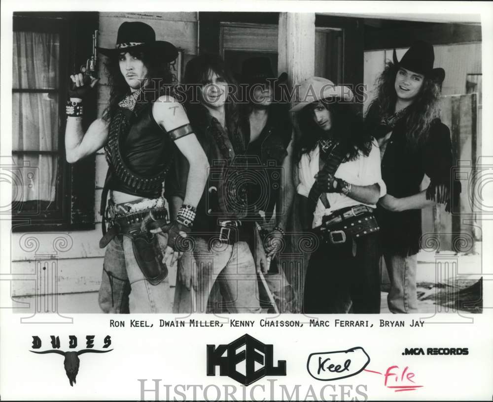 1987 Press Photo The band Keel in an &quot;old west&quot; promotional shot - nox28329