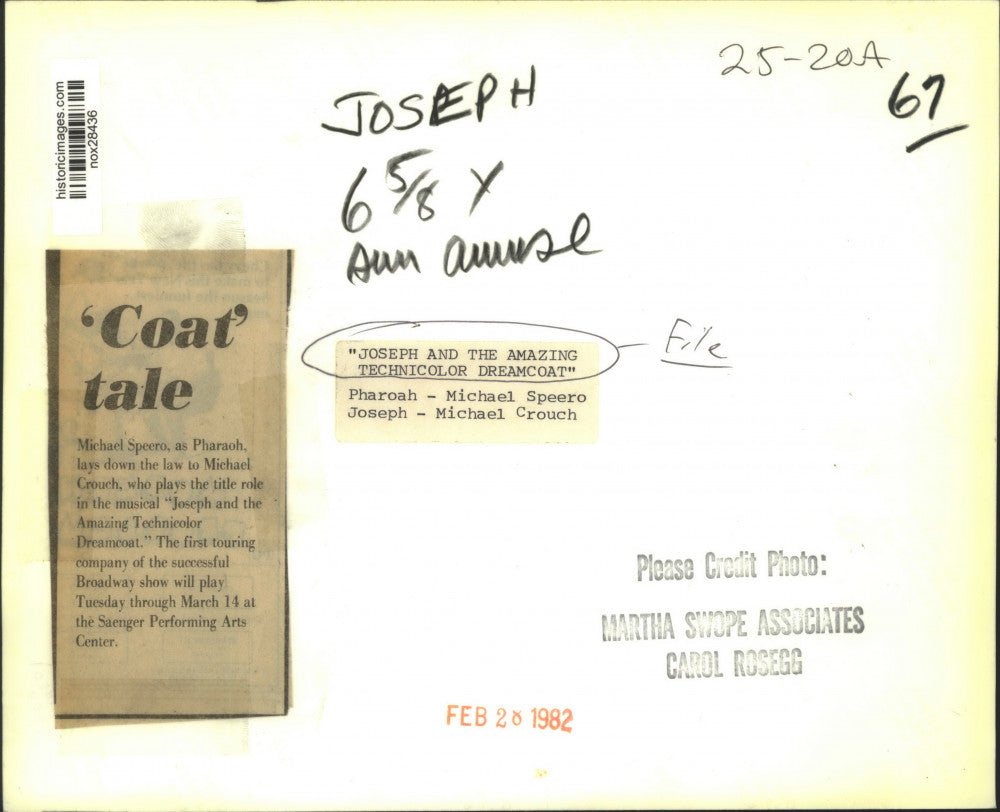 1982 Press Photo Scene from &quot;Joseph and the Amazing Technicolor Dreamcoat&quot;