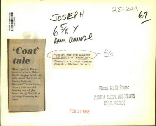 1982 Press Photo Scene from "Joseph and the Amazing Technicolor Dreamcoat"