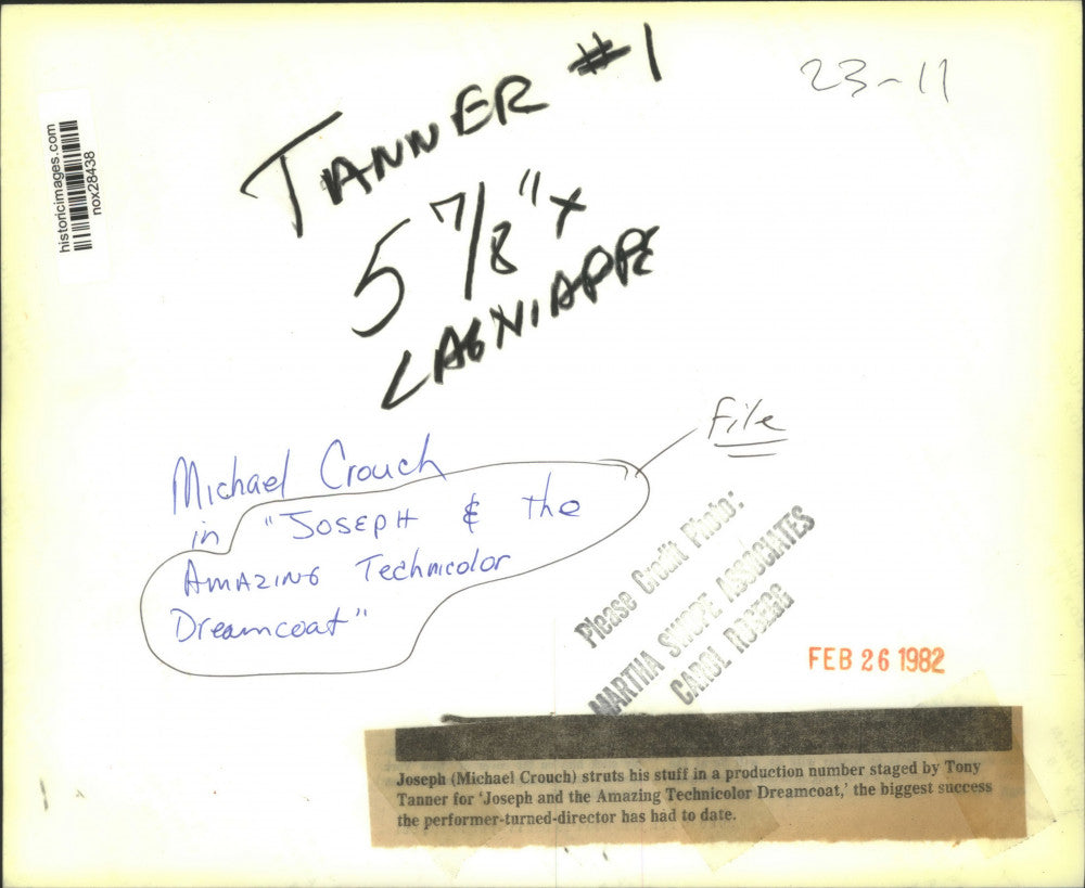 1982 Press Photo "Joseph and the Amazing Technicolor Dreamcoat" Scene