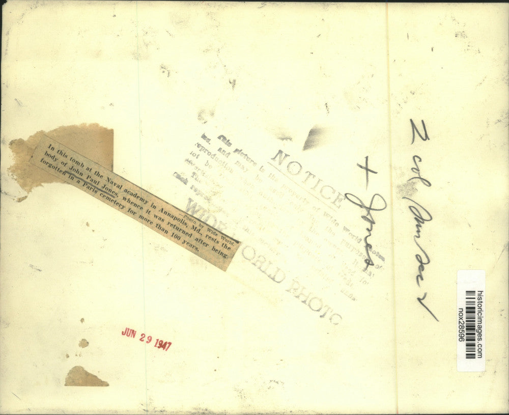 1947 Press Photo The tomb of John Paul Jones at the Naval academy in Maryland