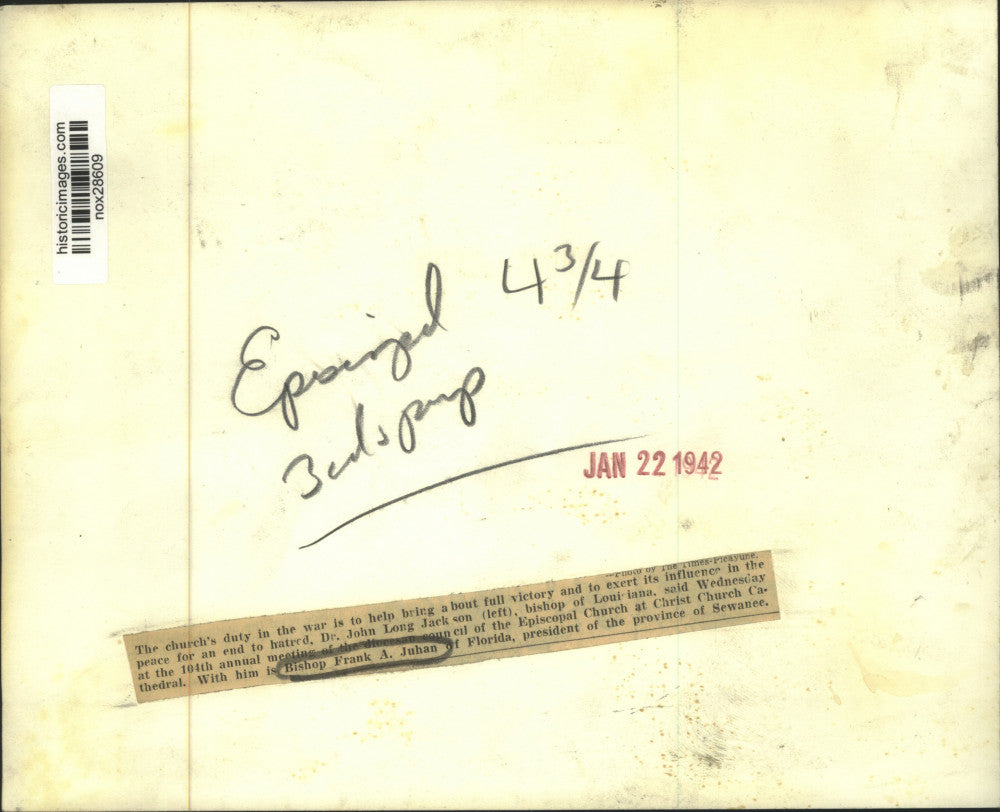 1942 Press Photo Bishop's Frank A. Juhan & Dr. John Long Jackson at a meeting