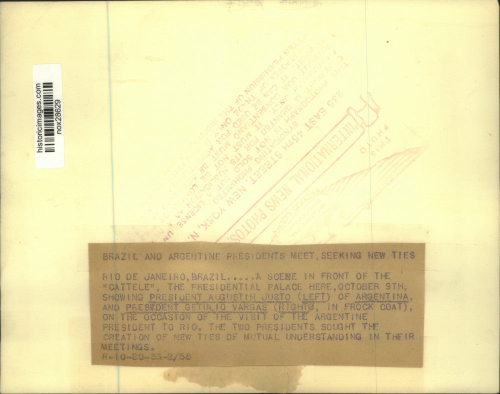 1933 Press Photo Presidents of Brazil & Argentina Meet in Rio de Janeiro