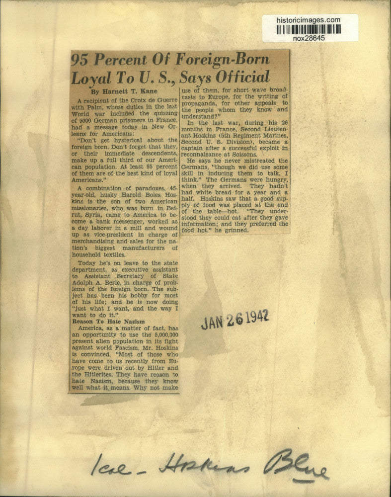 1942 Press Photo Executive Assistant in State Department Harold Boles Hoskins