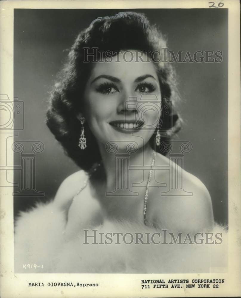 1957 Press Photo Opera Soprano Maria Giovanna - nox28695