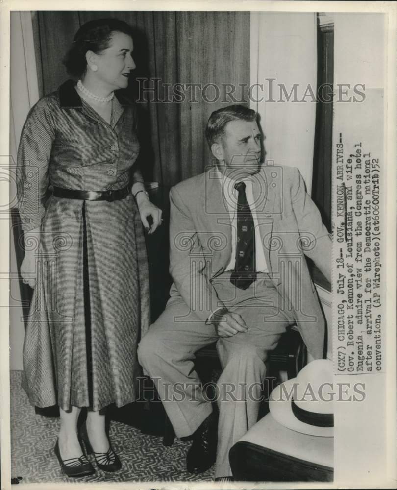 1952 Press Photo Louisiana Gov. Robert Kennon &amp; his wife at the Congress Hotel