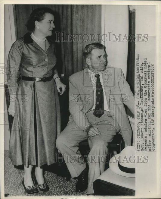 1952 Press Photo Louisiana Gov. Robert Kennon & his wife at the Congress Hotel