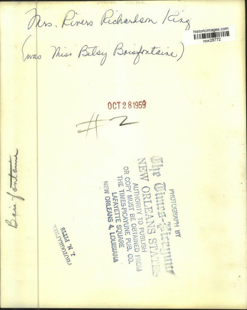 1959 Press Photo Mrs. Rivers Richardson King - nox28772