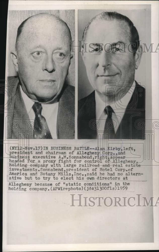 Load image into Gallery viewer, 1959 Press Photo Allegheny Corp. executives Alan Kirby (left) &amp; A.M. Sonnabend
