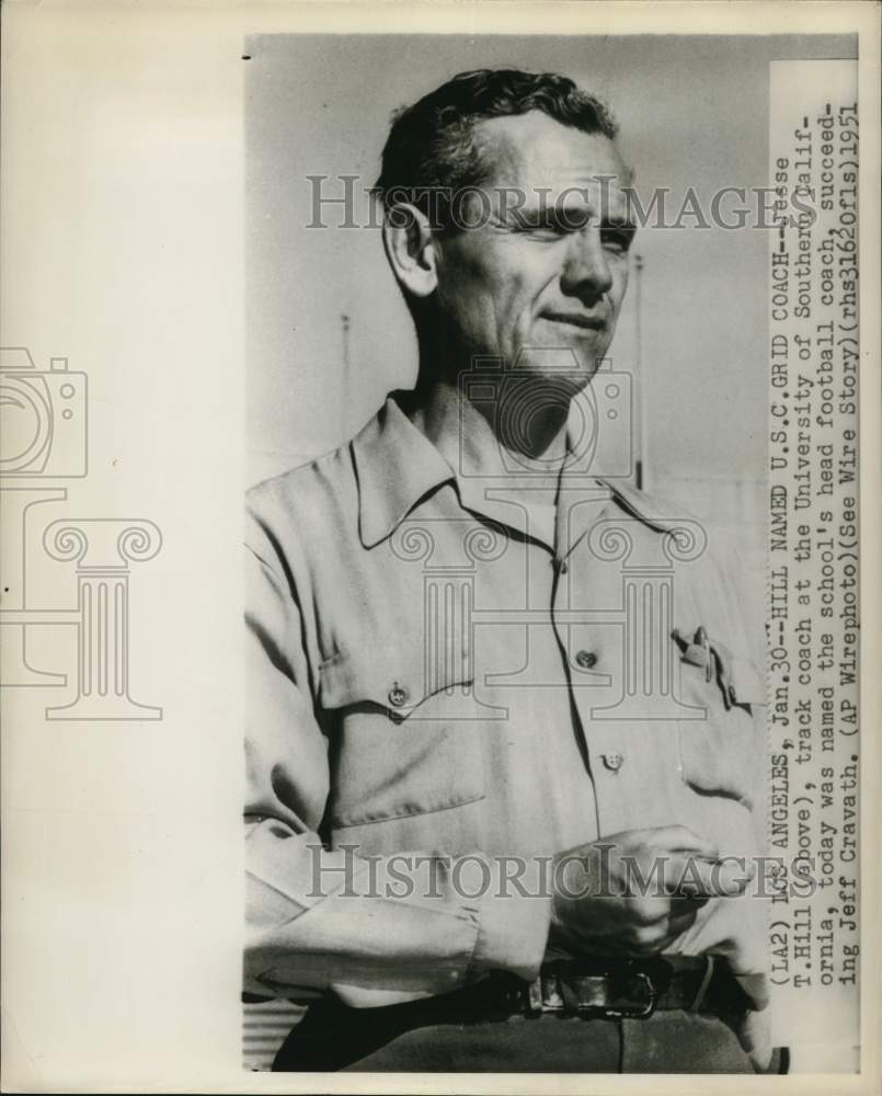 1951 Press Photo University of Southern California Football Coach Jesse T. Hill