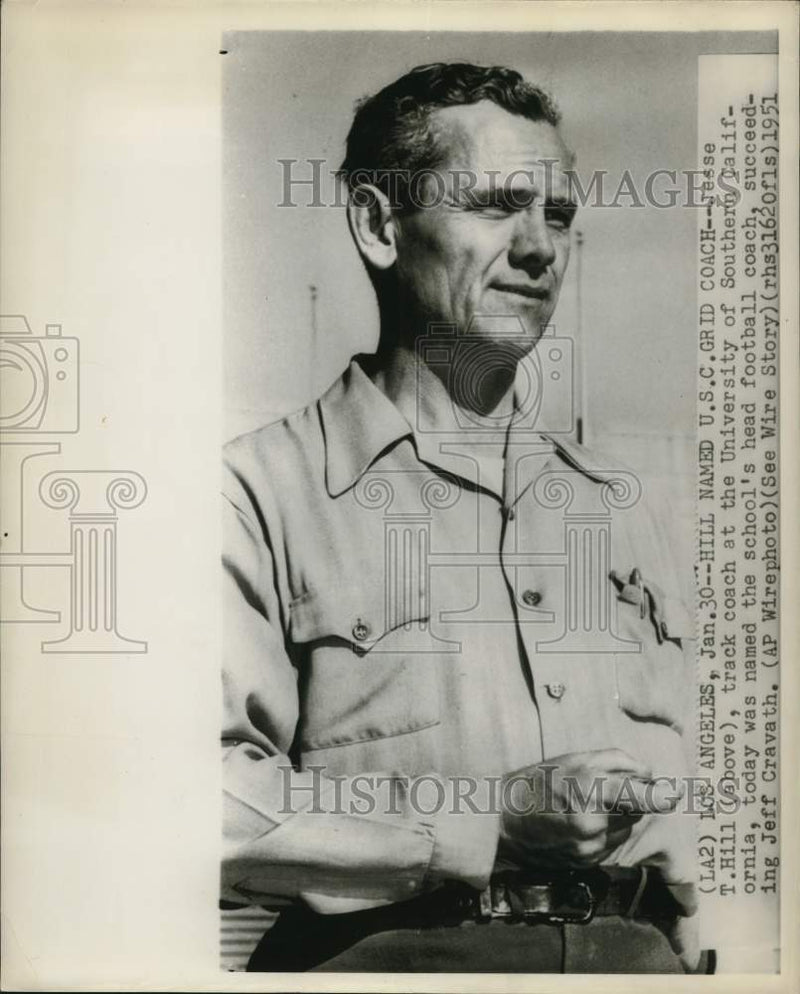 Load image into Gallery viewer, 1951 Press Photo University of Southern California Football Coach Jesse T. Hill
