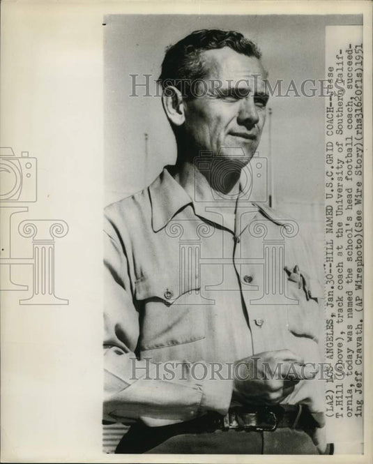 1951 Press Photo University of Southern California Football Coach Jesse T. Hill