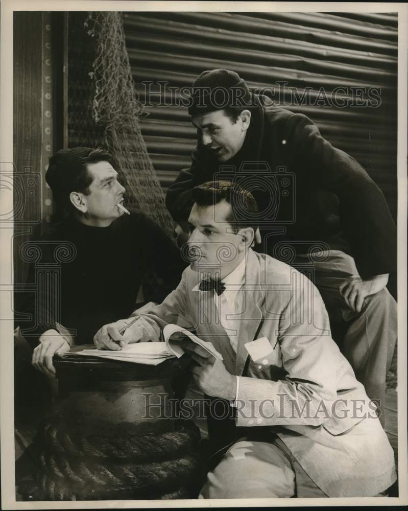 1955 Press Photo Actors in Scene from TV Play &quot;Black Frost&quot; - nox28915