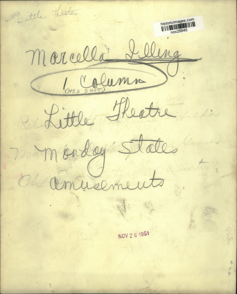 1951 Press Photo Marcella Illing, Little Theatre, New Orleans - nox28945