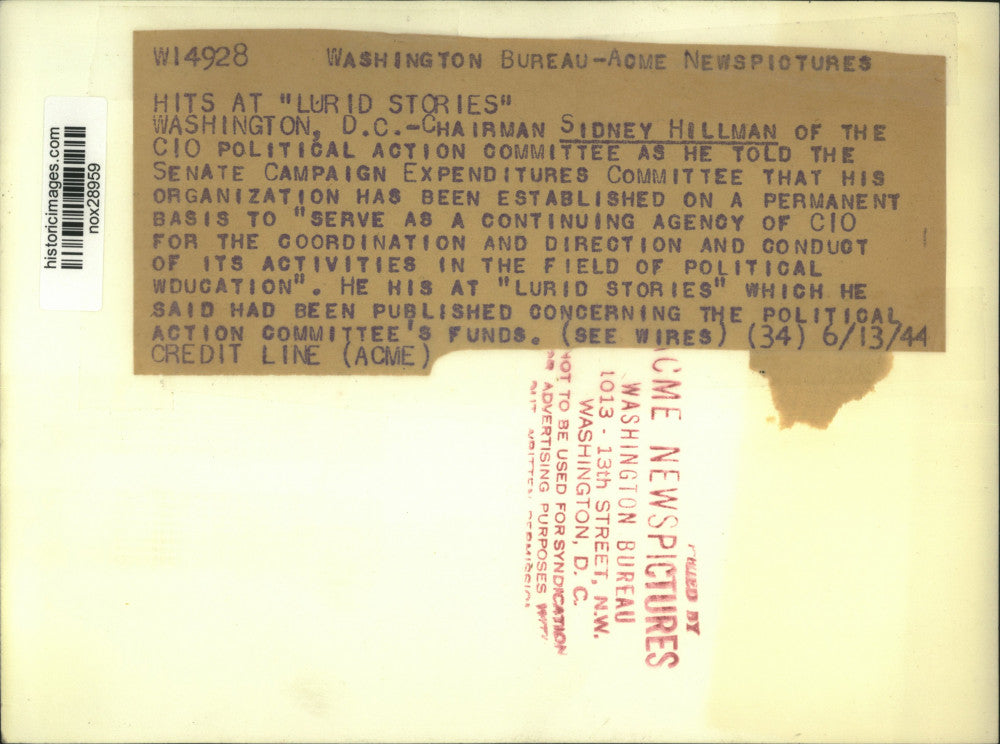 1944 Press Photo CIO Political Action Committee Chair Sidney Hillman at Senate