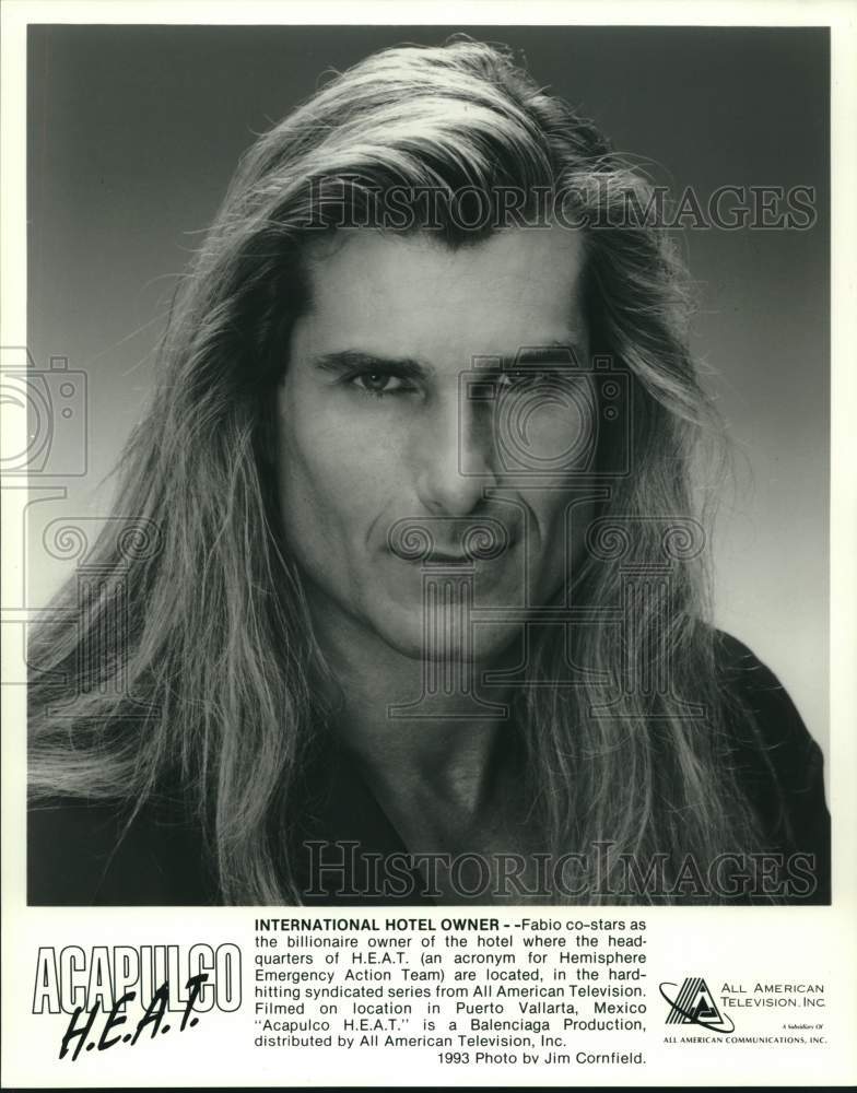 1993 Press Photo Actor-Model Fabio of "Acapulco H.E.A.T." - nox29056