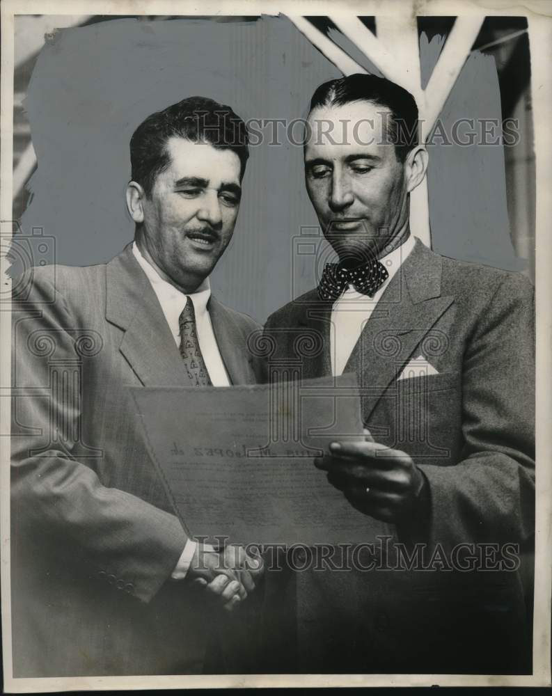Load image into Gallery viewer, 1953 Press Photo Major Blancher, J.M. Lopez - nox29154
