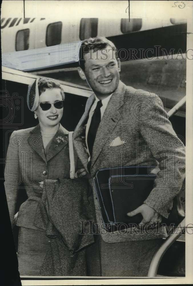 1953 Press Photo Princess Ragnild &amp; husband Erling Lorentzen at Idlewild Airport