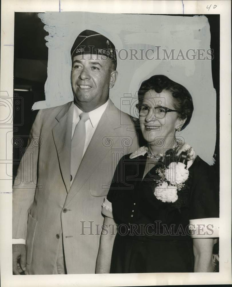 Load image into Gallery viewer, 1956 Press Photo American Legion Gentilly Commander &amp; Auxiliary President
