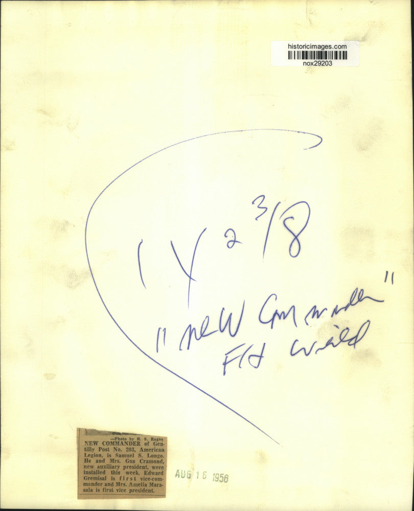 1956 Press Photo American Legion Gentilly Commander & Auxiliary President